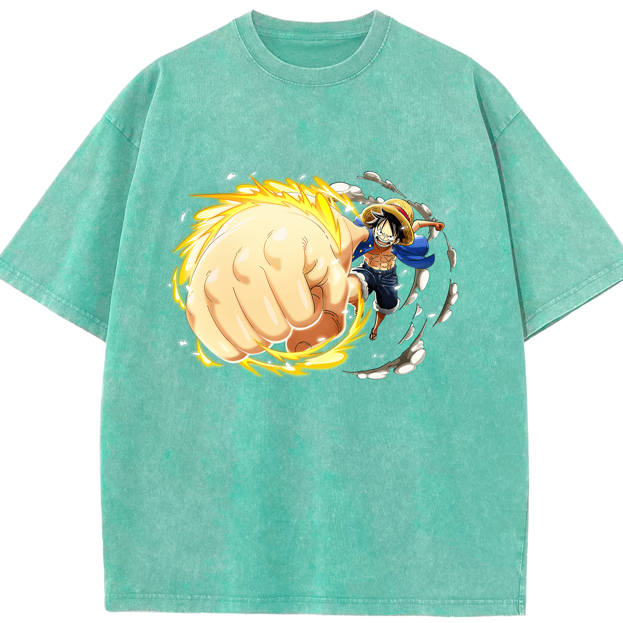 （画像用） ワンピース モンキー・D・ルフィ ONE PIECE Monkey D. Luffy 綿100% ヴィンテージ風 半袖Tシャツ（フロントプリント）
